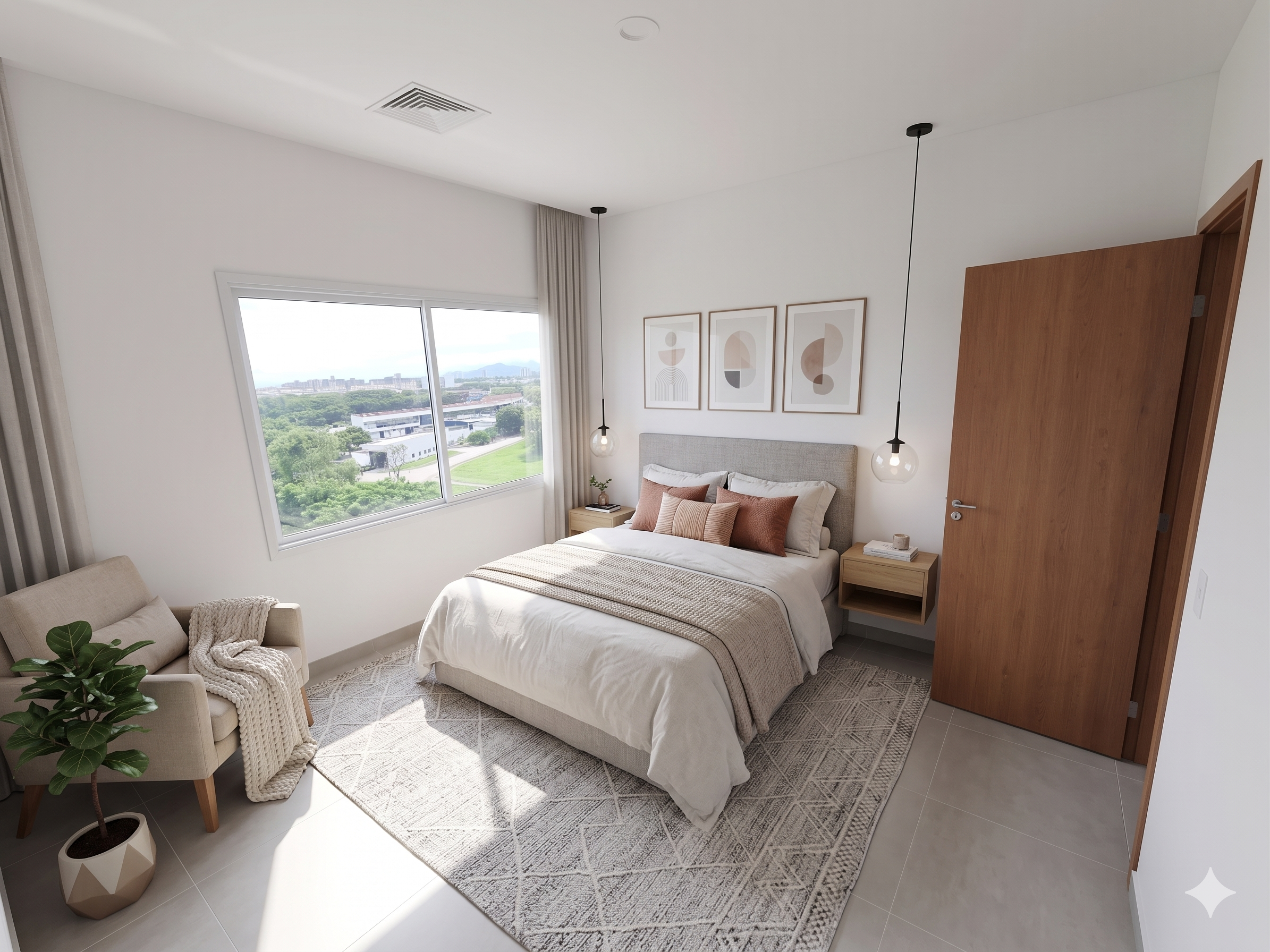 Quarto mobiliado com IA