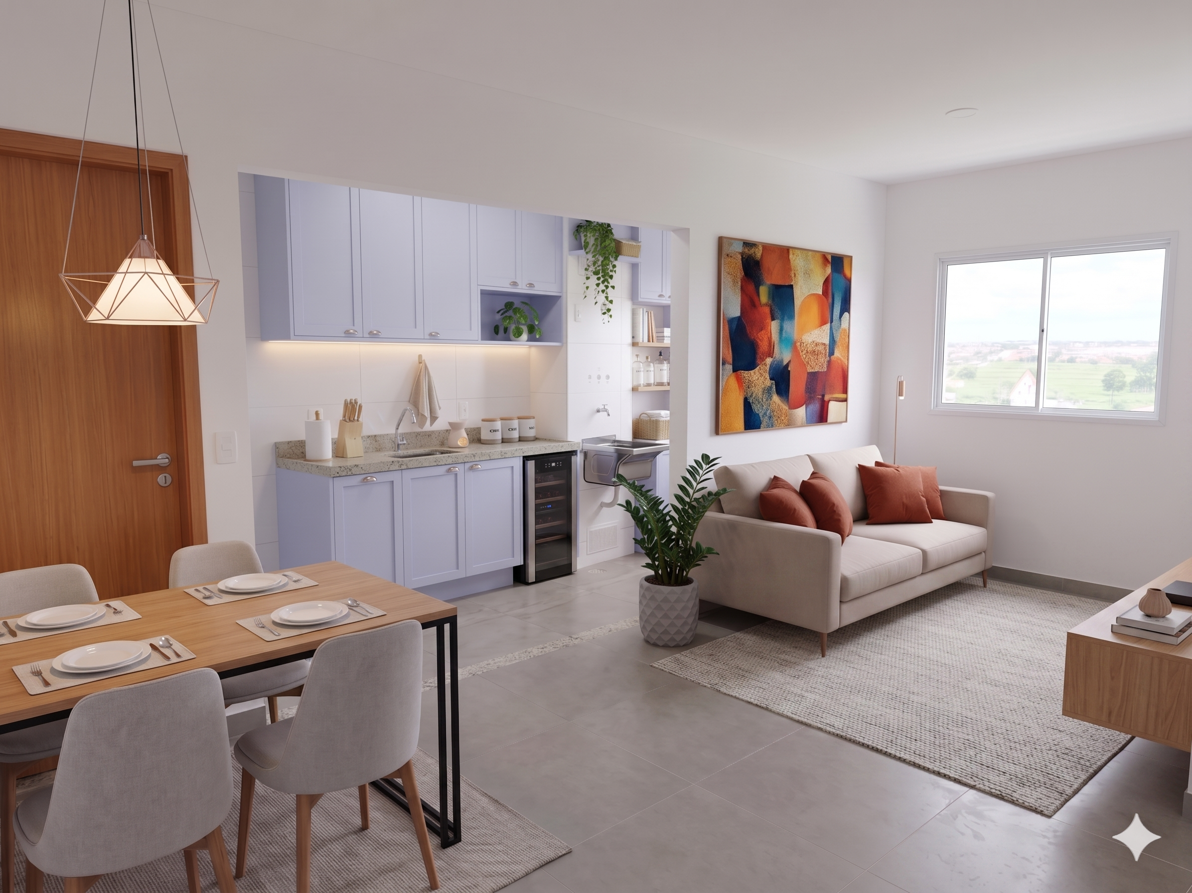 Sala mobiliada com IA