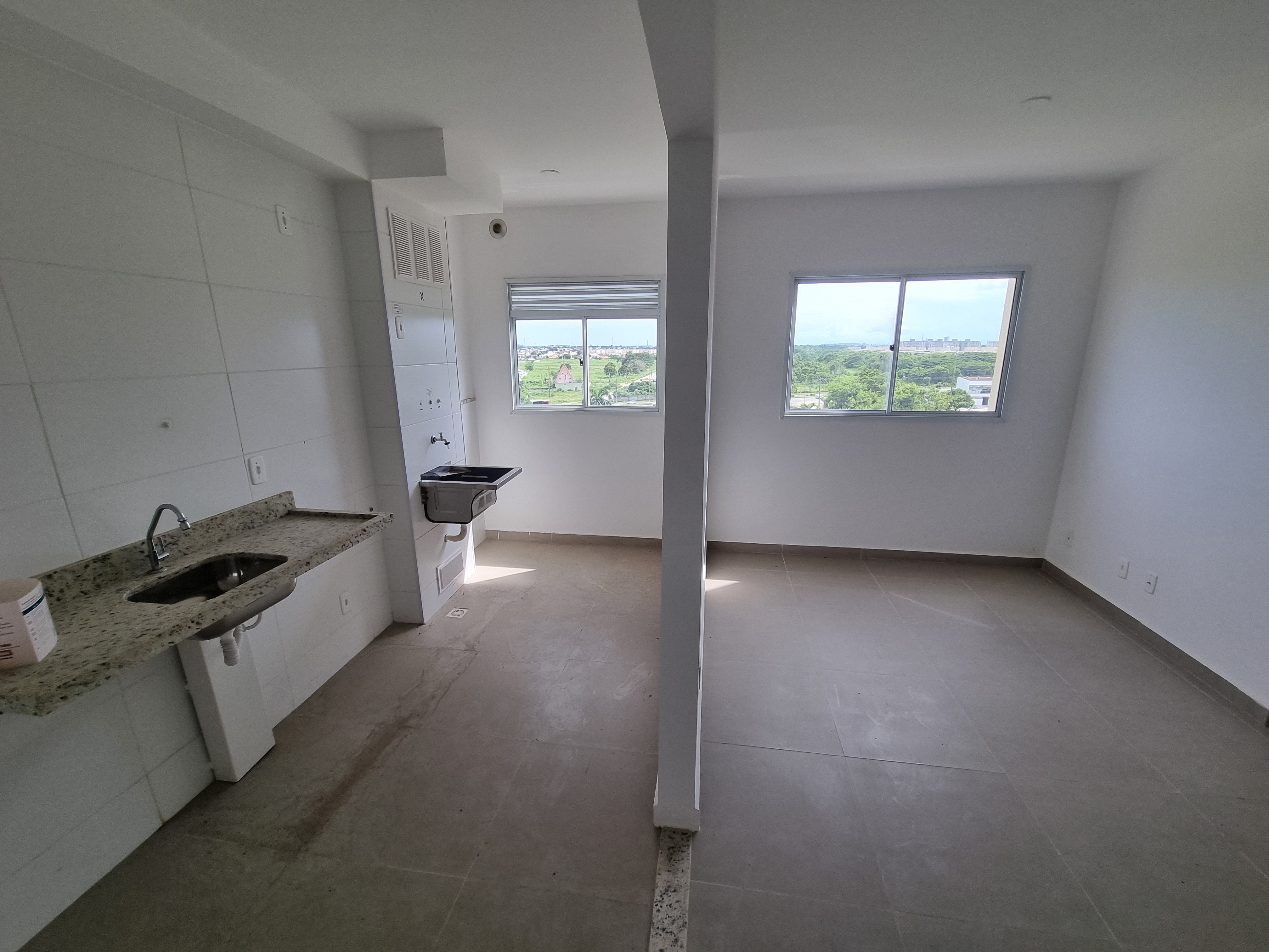 Vista da cozinha e sala